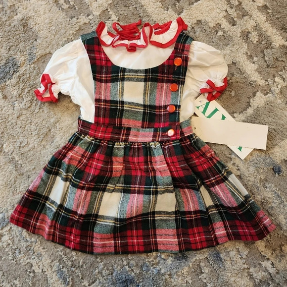 Alyssa Other - NWT‎ Vintage Alyssa Red Green Christmas Plaid Dress Faux Wool Imperial Plaid 2T